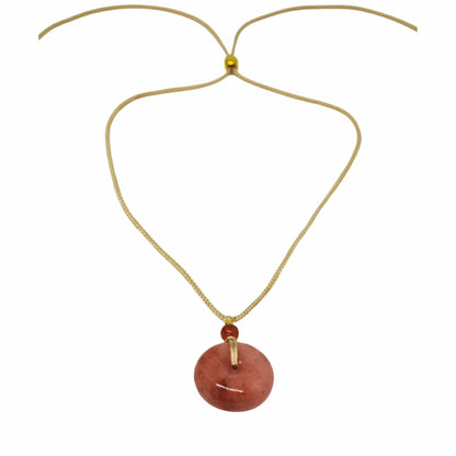 THE MEN THING Leather Necklace BLUSHSTONE AMULET – 1-Inch Natural Crystal Pendant with Adjustable Rope for Men & Boys