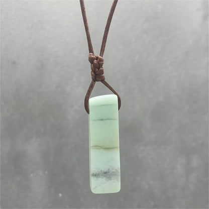 THE MEN THING Leather Necklace CARIBBEAN CALCITE - Natural Crystal Unshaped Pendant with Adjustable Rope Chain for Men and Boys
