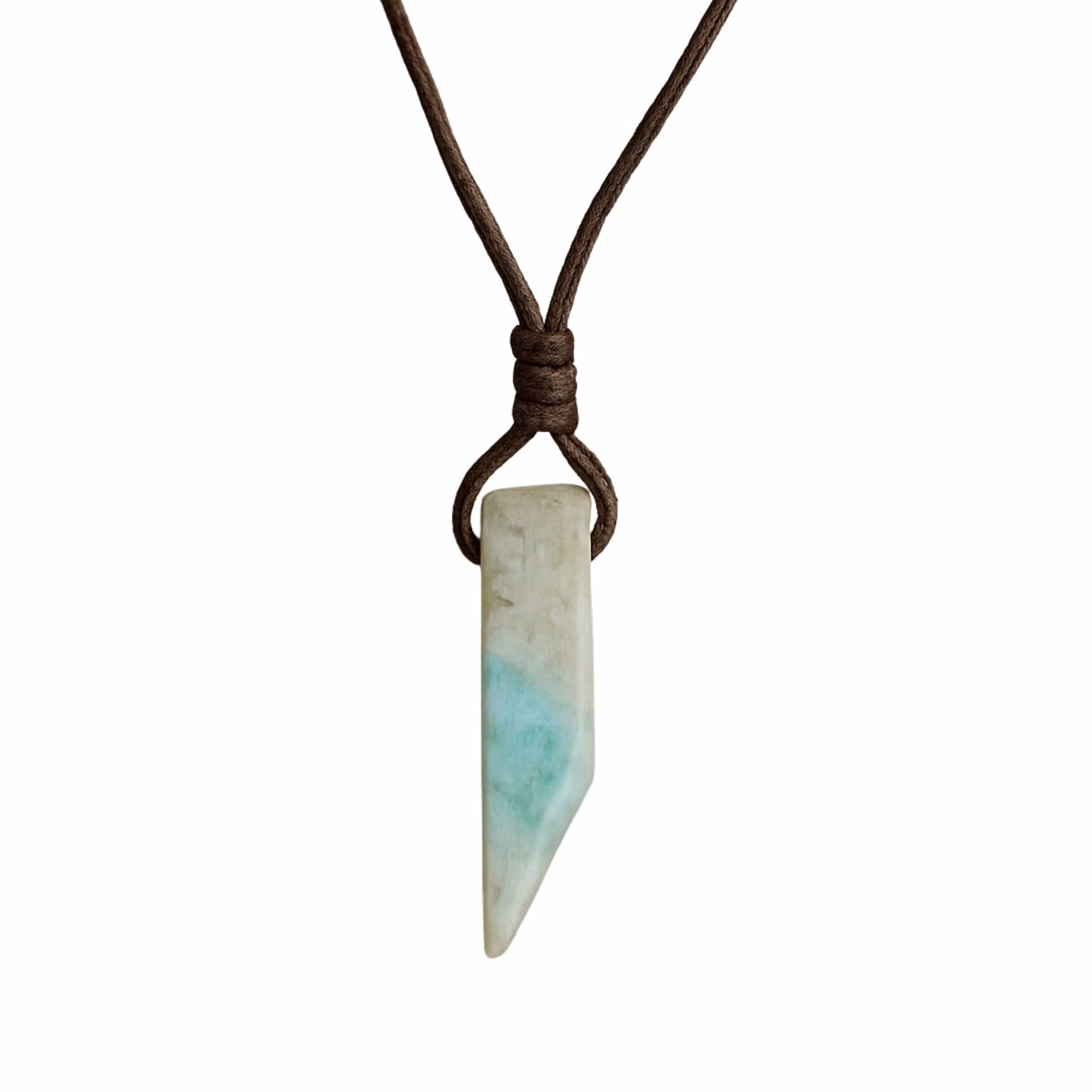 THE MEN THING Leather Necklace CARIBBEAN CALCITE - Natural Crystal Unshaped Pendant with Adjustable Rope Chain for Men and Boys
