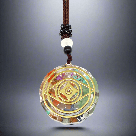 THE MEN THING Leather Necklace EYE OF COSMOS  - Natural Crystal necklace with 30 inch Adjustable Rope Chain for Men & Boys