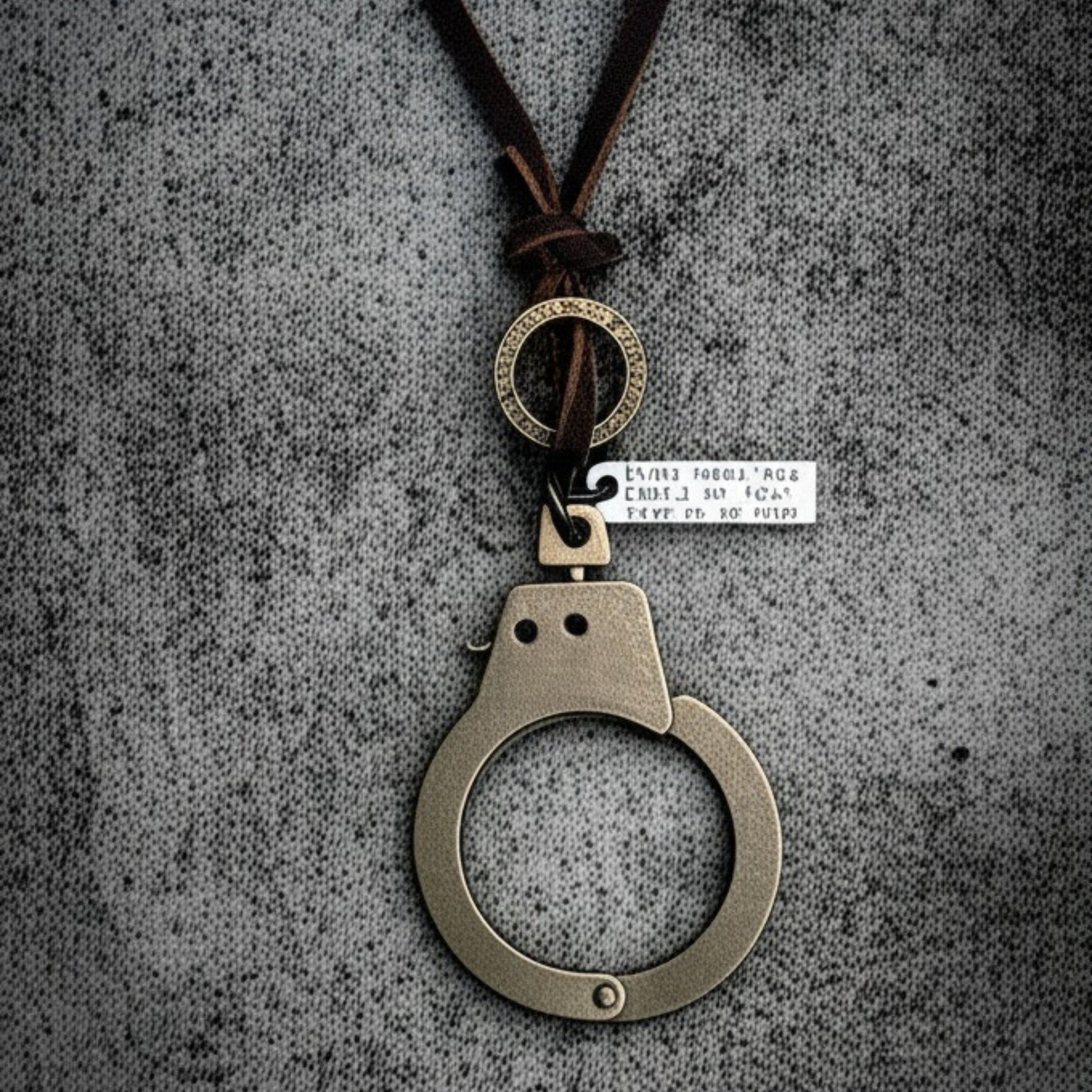 THE MEN THING Leather Necklace FREEDOM HANDCUFFS - Titanium Steel Pendant with Adjustable Rope Chain for Men & Boys
