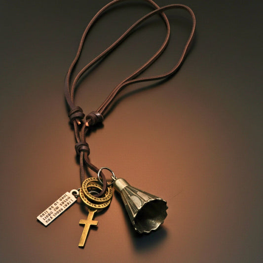 THE MEN THING Leather Necklace FREEDOM SHUTTLE  – 1.5-Inch Pure Stainless Steel Pendant with  Adjustable Leather Rope for Men & Boys