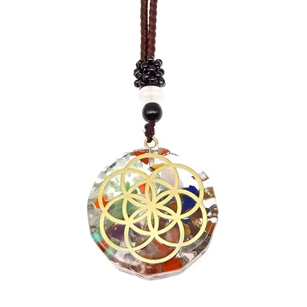 THE MEN THING Leather Necklace GEMNOTIC  - Natural Crystal necklace with 30 inch Adjustable Rope Chain for Men & Boys