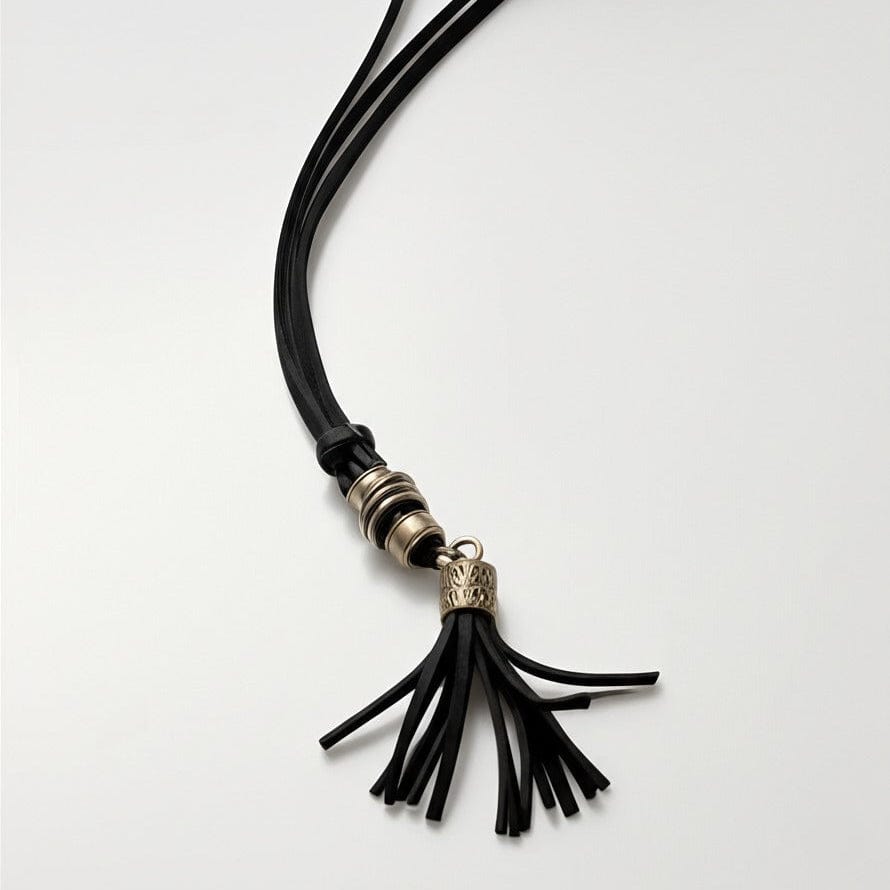 THE MEN THING Leather Necklace GRIT TASSEL - Leather Necklace for Men -  Adjustable Pure Leather Cord Necklace for Men & Boys