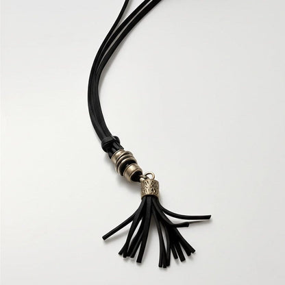THE MEN THING Leather Necklace GRIT TASSEL - Leather Necklace for Men -  Adjustable Pure Leather Cord Necklace for Men & Boys