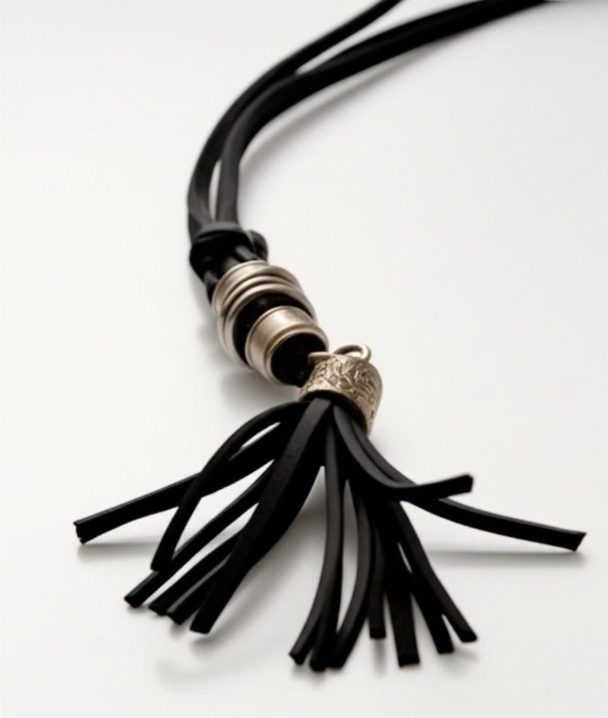 THE MEN THING Leather Necklace GRIT TASSEL - Leather Necklace for Men -  Adjustable Pure Leather Cord Necklace for Men & Boys