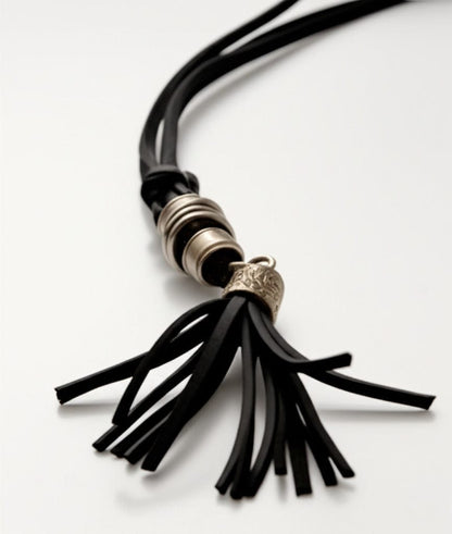 THE MEN THING Leather Necklace GRIT TASSEL - Leather Necklace for Men -  Adjustable Pure Leather Cord Necklace for Men & Boys