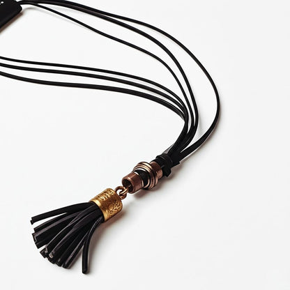 THE MEN THING Leather Necklace GRIT TASSEL - Leather Necklace for Men -  Adjustable Pure Leather Cord Necklace for Men & Boys