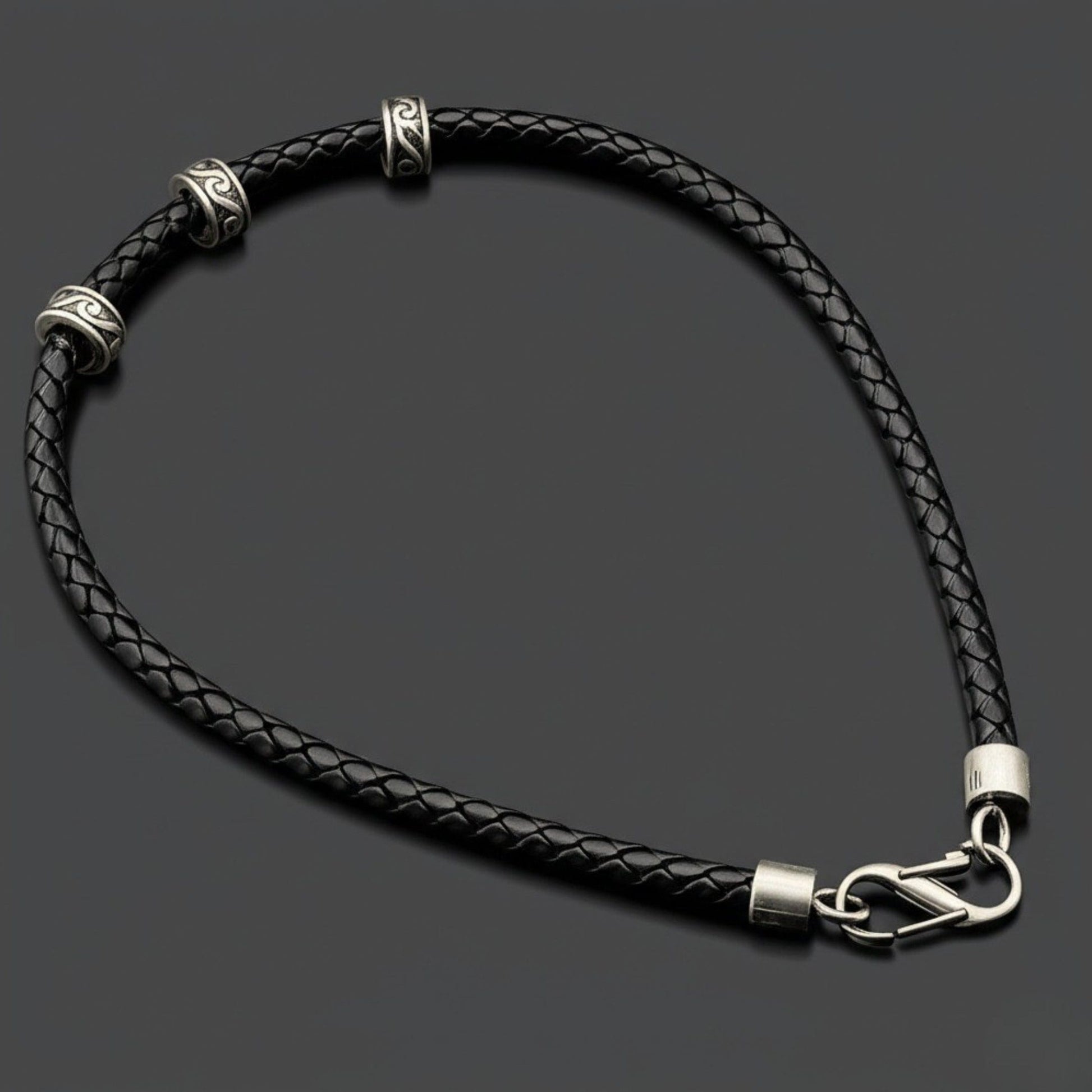 THE MEN THING Leather Necklace IRONVEIL - Titanium Steel Pendant with Rope Chain, for Men & Boys (16inch)