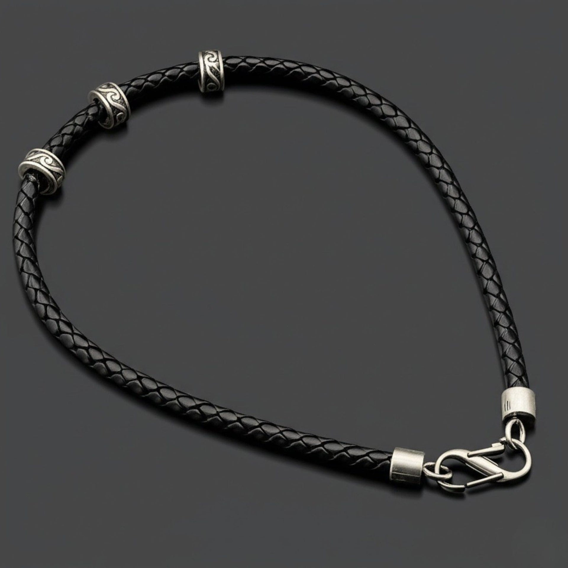 THE MEN THING Leather Necklace IRONVEIL - Titanium Steel Pendant with Rope Chain, for Men & Boys (16inch)
