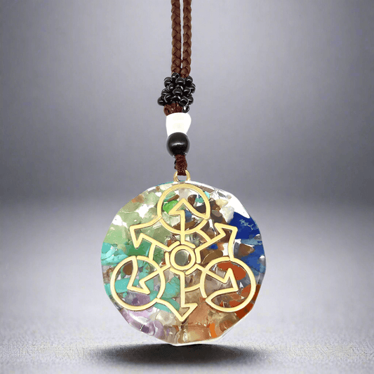 THE MEN THING Leather Necklace KNOT AURA - Natural Crystal necklace with 30 inch Adjustable Rope Chain for Men & Boys