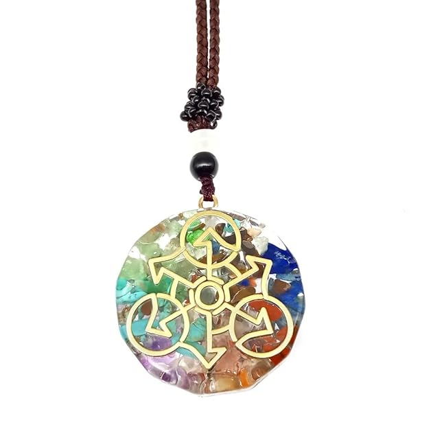 THE MEN THING Leather Necklace KNOT AURA - Natural Crystal necklace with 30 inch Adjustable Rope Chain for Men & Boys