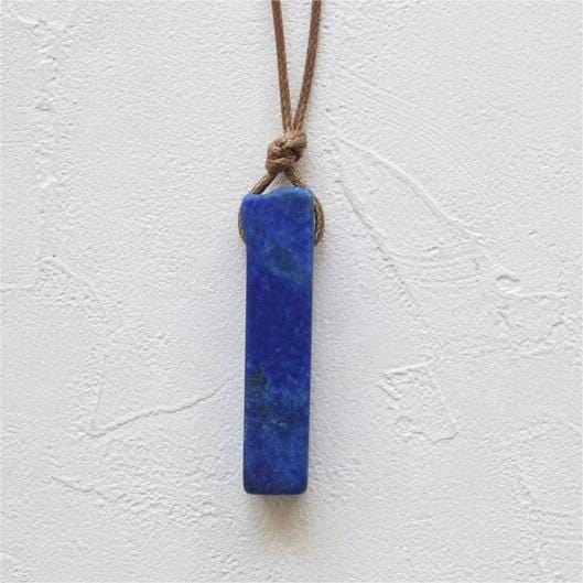THE MEN THING Leather Necklace LAPIS LAZULI - Natural Crystal Unshaped Pendant with Adjustable Rope Chain for Men and Boys