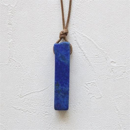 THE MEN THING Leather Necklace LAPIS LAZULI - Natural Crystal Unshaped Pendant with Adjustable Rope Chain for Men and Boys