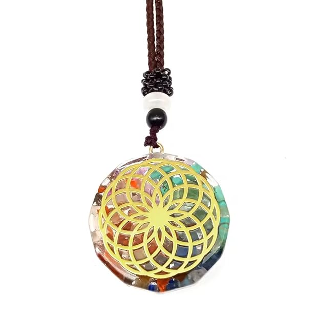 THE MEN THING Leather Necklace LUMIGRID  - Natural Crystal necklace with 30 inch Adjustable Rope Chain for Men & Boys