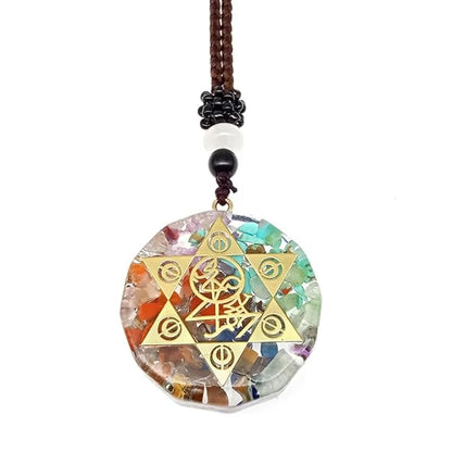 THE MEN THING Leather Necklace MYSTIC TRIANGLE  - Natural Crystal necklace with 30 inch Adjustable Rope Chain for Men & Boys