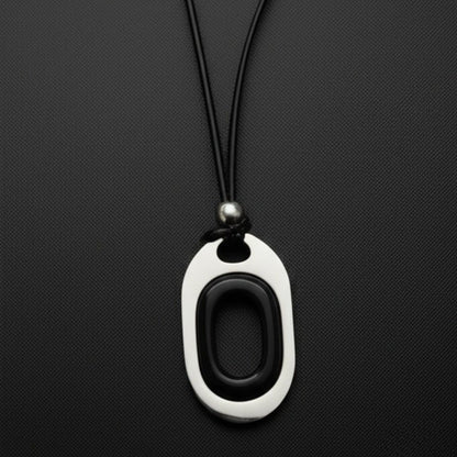THE MEN THING Leather Necklace OBLIVION LOOP - Titanium Steel Pendant with Adjustable Rope Chain for Men & Boys