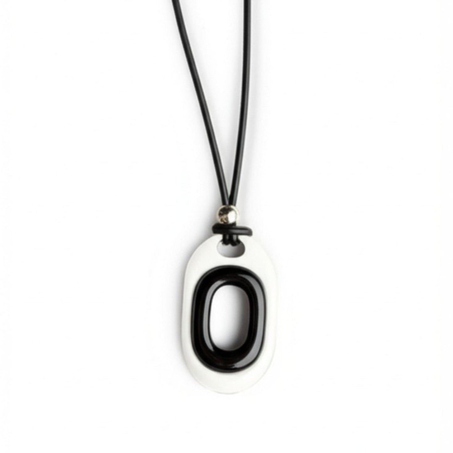 THE MEN THING Leather Necklace OBLIVION LOOP - Titanium Steel Pendant with Adjustable Rope Chain for Men & Boys