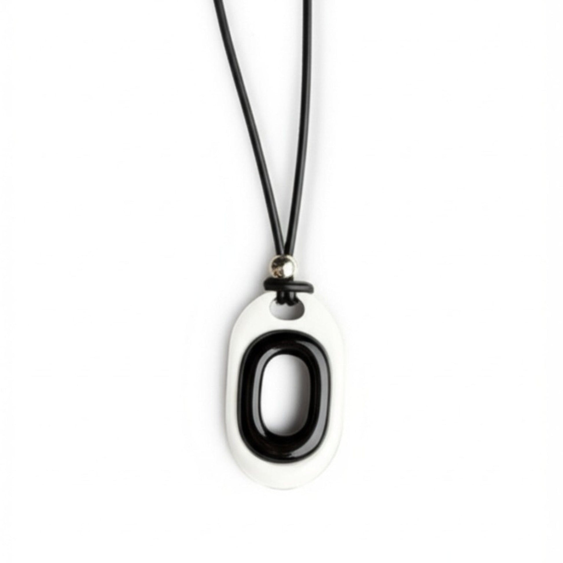 THE MEN THING Leather Necklace OBLIVION LOOP - Titanium Steel Pendant with Adjustable Rope Chain for Men & Boys