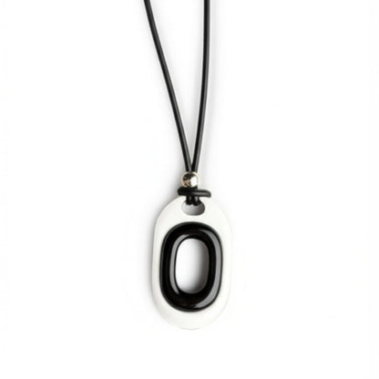 THE MEN THING Leather Necklace OBLIVION LOOP - Titanium Steel Pendant with Adjustable Rope Chain for Men & Boys