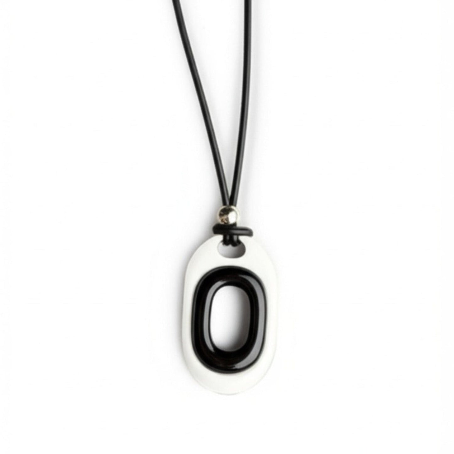 THE MEN THING Leather Necklace OBLIVION LOOP - Titanium Steel Pendant with Adjustable Rope Chain for Men & Boys