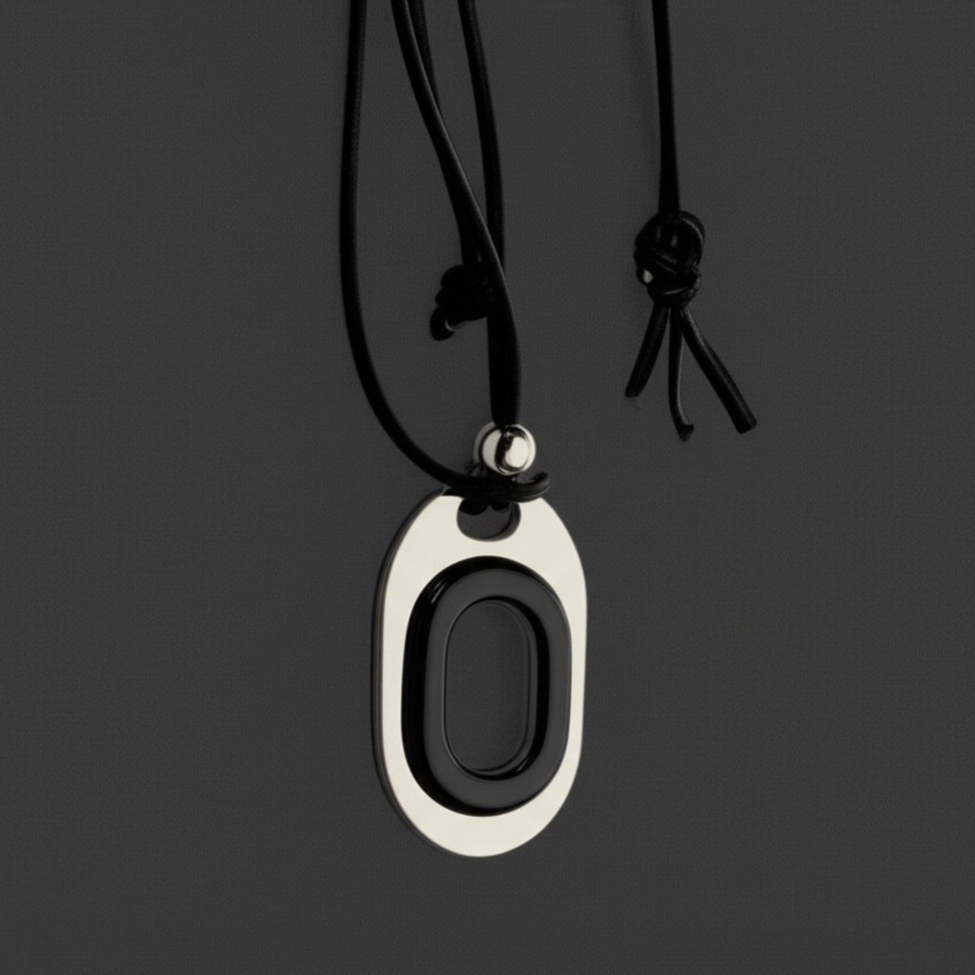 THE MEN THING Leather Necklace OBLIVION LOOP - Titanium Steel Pendant with Adjustable Rope Chain for Men & Boys