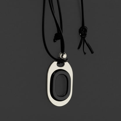 THE MEN THING Leather Necklace OBLIVION LOOP - Titanium Steel Pendant with Adjustable Rope Chain for Men & Boys