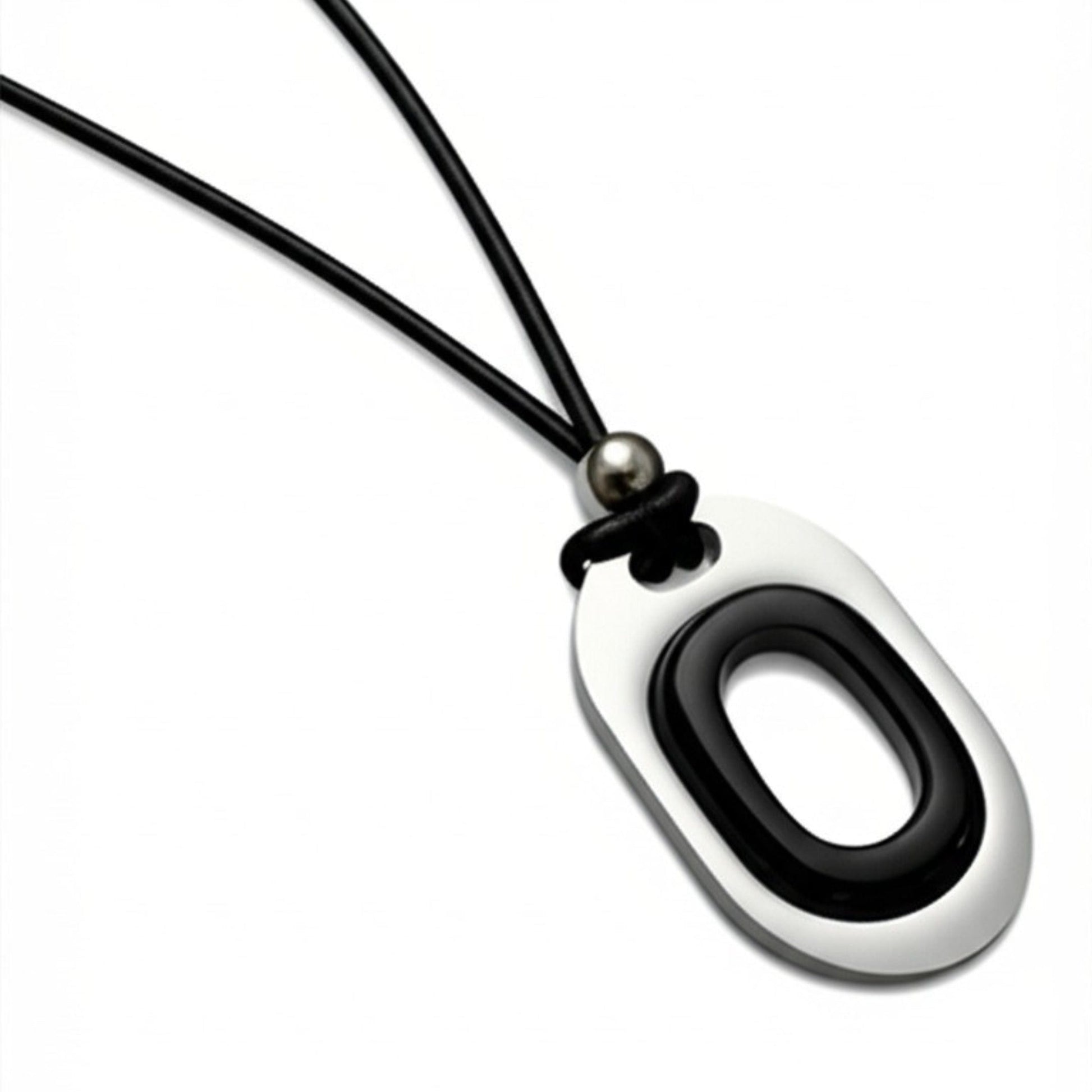 THE MEN THING Leather Necklace OBLIVION LOOP - Titanium Steel Pendant with Adjustable Rope Chain for Men & Boys