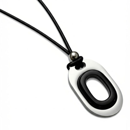 THE MEN THING Leather Necklace OBLIVION LOOP - Titanium Steel Pendant with Adjustable Rope Chain for Men & Boys