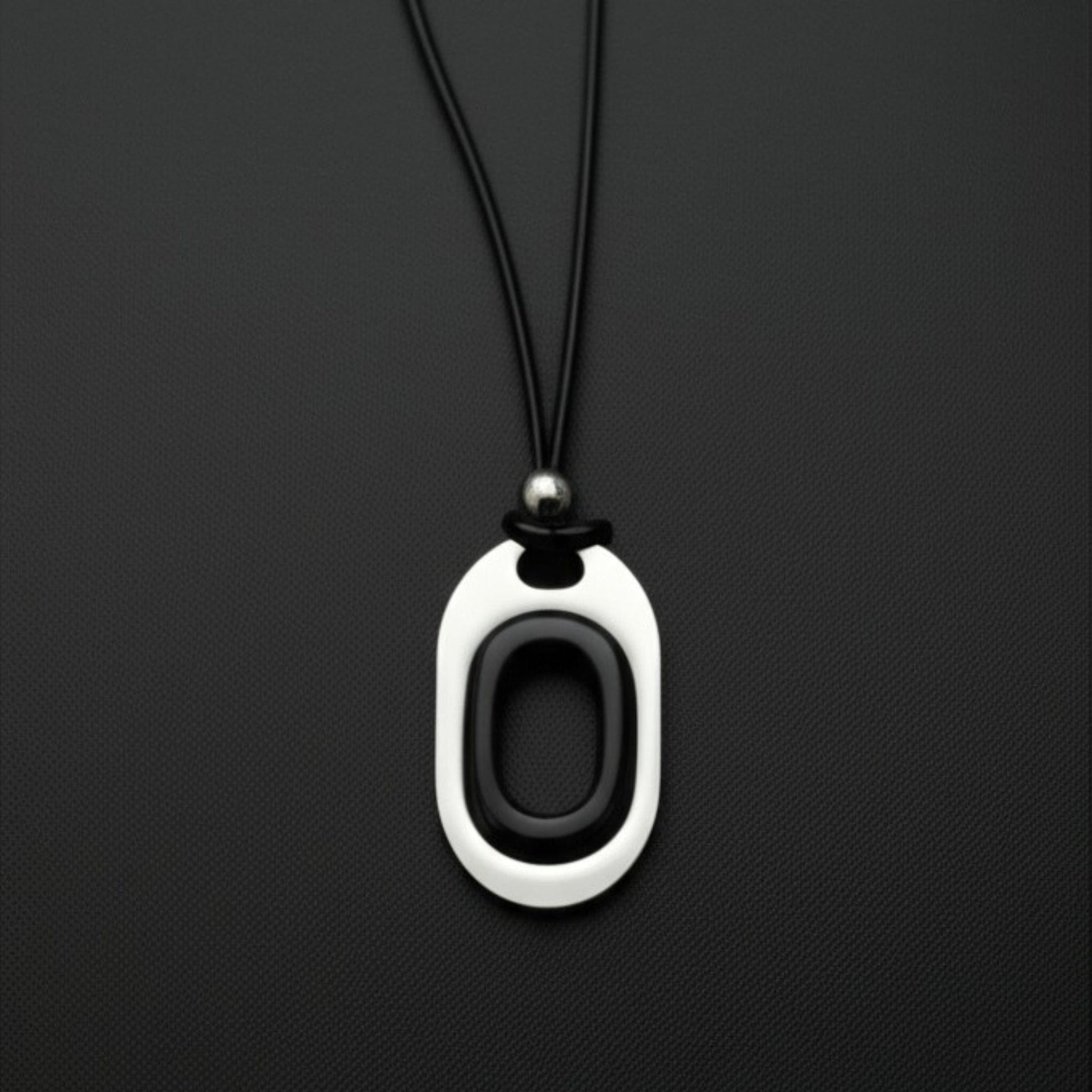 THE MEN THING Leather Necklace OBLIVION LOOP - Titanium Steel Pendant with Adjustable Rope Chain for Men & Boys