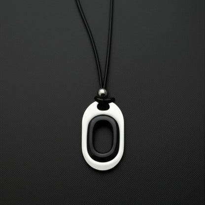 THE MEN THING Leather Necklace OBLIVION LOOP - Titanium Steel Pendant with Adjustable Rope Chain for Men & Boys