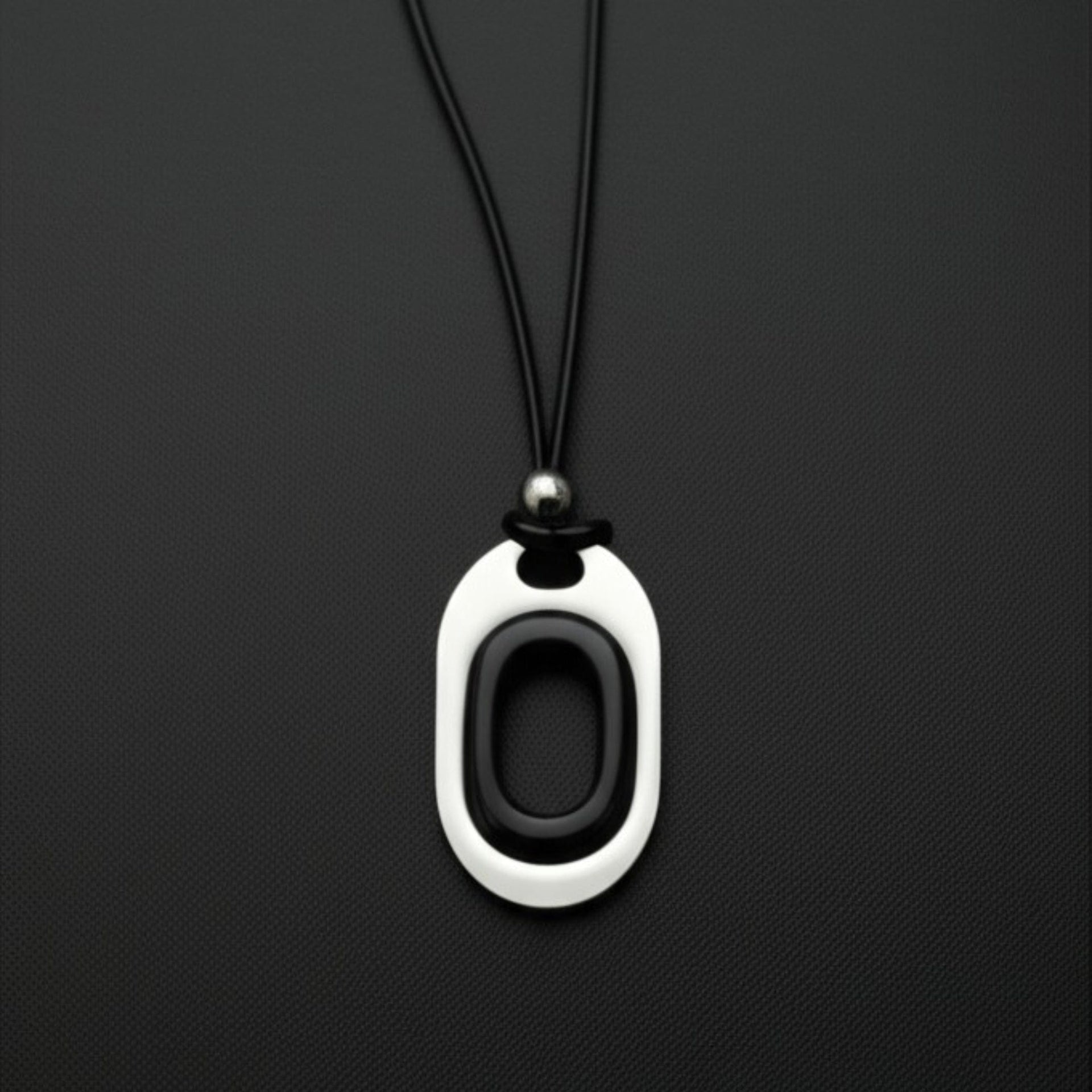 THE MEN THING Leather Necklace OBLIVION LOOP - Titanium Steel Pendant with Adjustable Rope Chain for Men & Boys