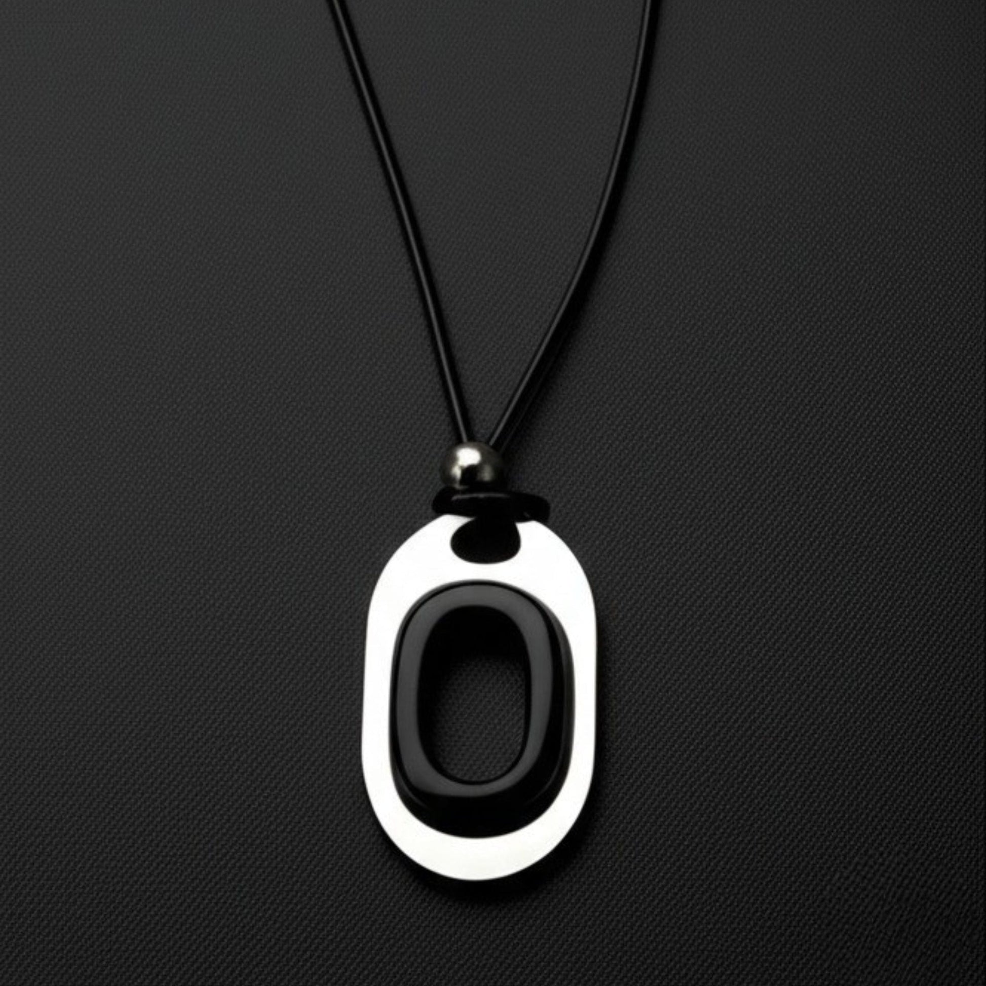 THE MEN THING Leather Necklace OBLIVION LOOP - Titanium Steel Pendant with Adjustable Rope Chain for Men & Boys