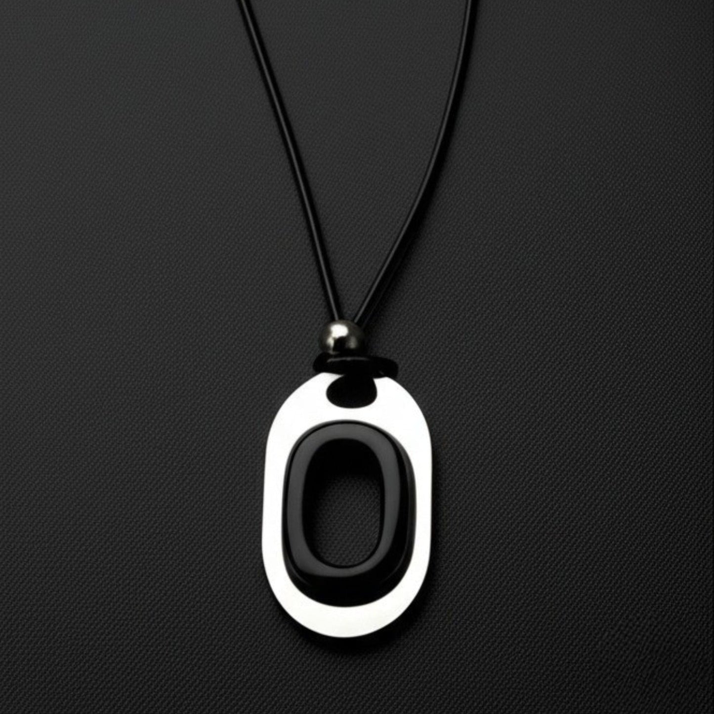 THE MEN THING Leather Necklace OBLIVION LOOP - Titanium Steel Pendant with Adjustable Rope Chain for Men & Boys
