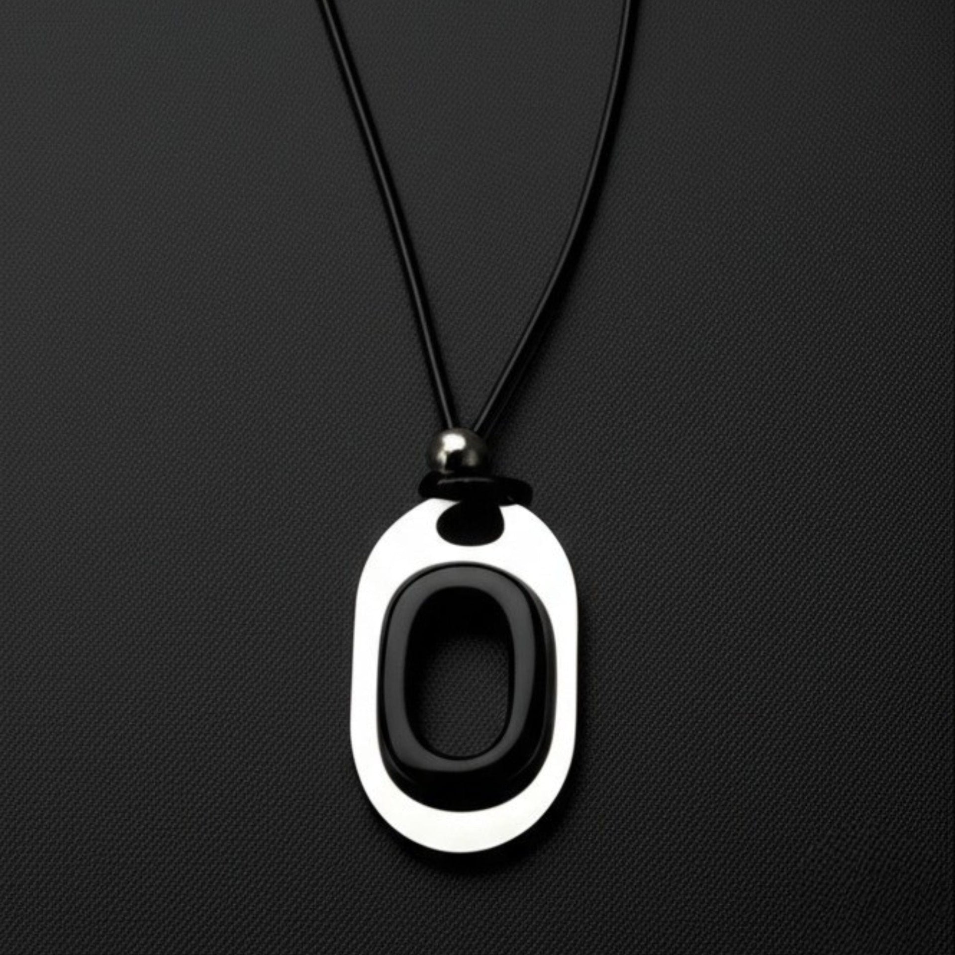 THE MEN THING Leather Necklace OBLIVION LOOP - Titanium Steel Pendant with Adjustable Rope Chain for Men & Boys
