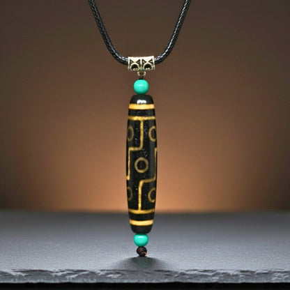THE MEN THING Leather Necklace OBSIDIAN CIRCUIT – 3-Inch Natural Crystal Pendant with 28-Inch Leather Rope for Men & Boys