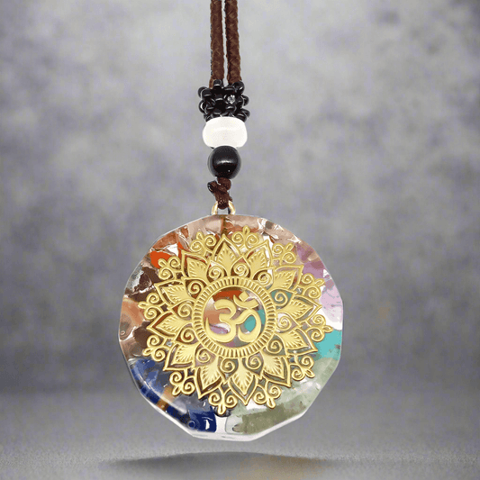 THE MEN THING Leather Necklace OM AURA - Om Symbol necklace with 30 inch Adjustable Rope Chain for Men & Boys