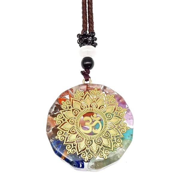 THE MEN THING Leather Necklace OM AURA - Om Symbol necklace with 30 inch Adjustable Rope Chain for Men & Boys
