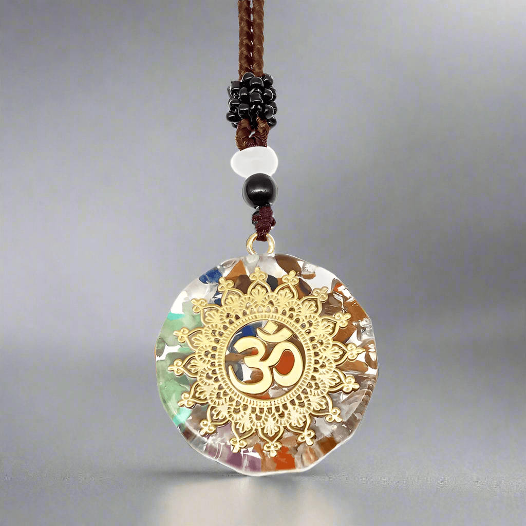 THE MEN THING Leather Necklace OM BLOOM  - Om Symbol necklace with 30 inch Adjustable Rope Chain for Men & Boys