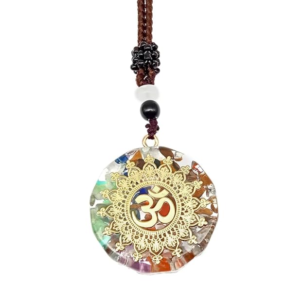 THE MEN THING Leather Necklace OM BLOOM  - Om Symbol necklace with 30 inch Adjustable Rope Chain for Men & Boys