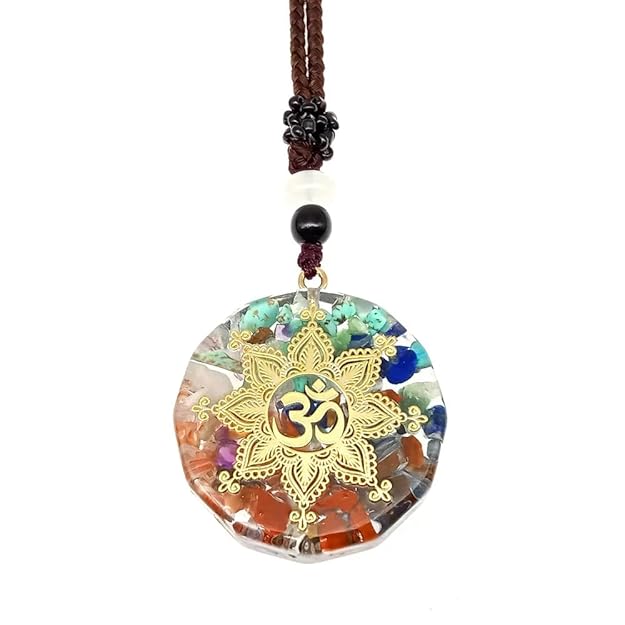 THE MEN THING Leather Necklace OM CHAKRA  - Om Symbol necklace with 30 inch Adjustable Rope Chain for Men & Boys