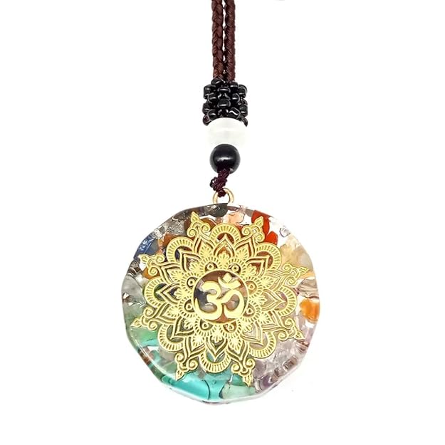 THE MEN THING Leather Necklace OM MANDALA  - Om Symbol necklace with 30 inch Adjustable Rope Chain for Men & Boys