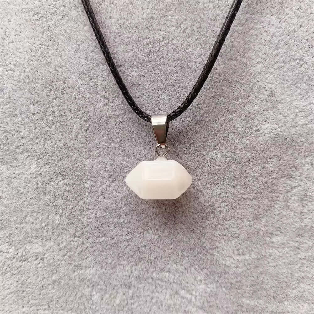 THE MEN THING Leather Necklace OPALITE Natural Crystal Pendant with 19 inch Leather Rope Chain for Men & Boys