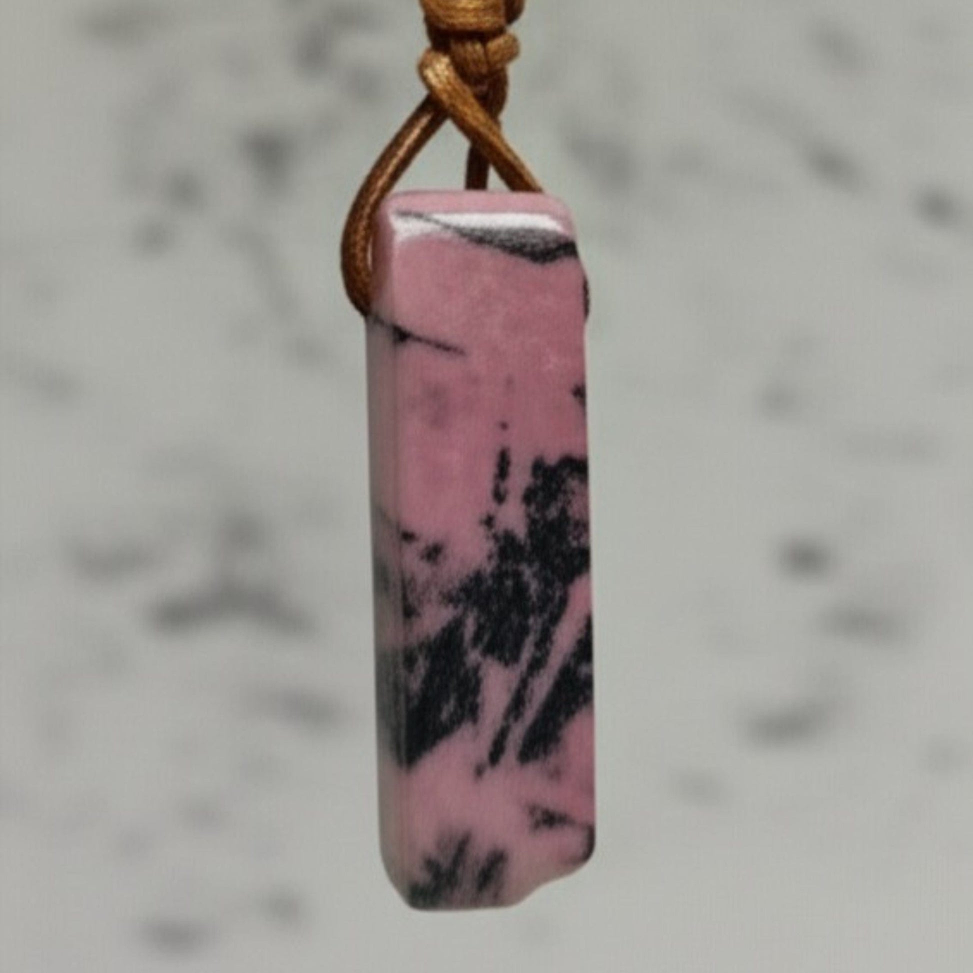 THE MEN THING Leather Necklace RHODONITE BLOOM - Natural Crystal Pendant with Adjustable Pure Leather Cord Necklace for Men & Boys
