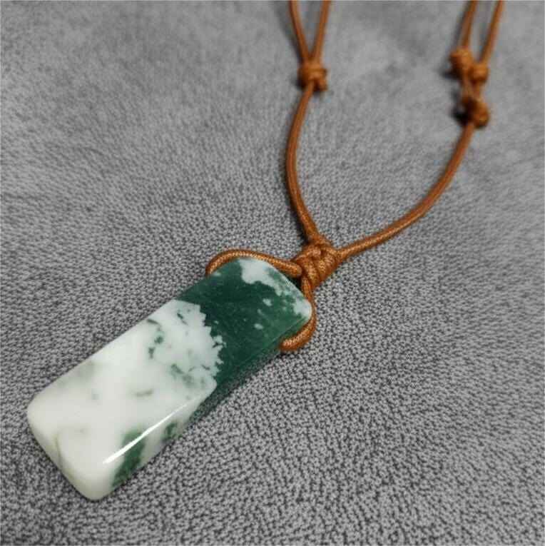 THE MEN THING Leather Necklace SERENITY MYSTIC STONE - Natural Crystal Pendant with Adjustable Pure Leather Cord Necklace for Men & Boys