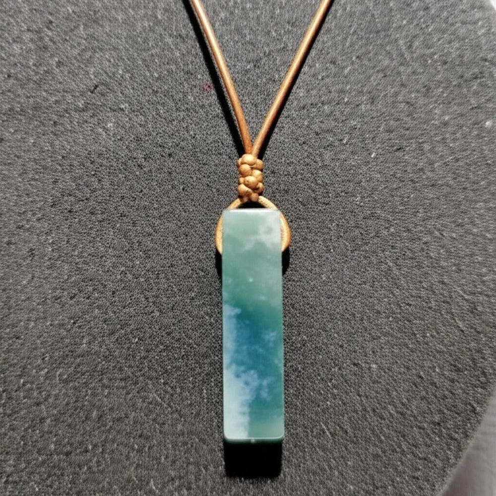 THE MEN THING Leather Necklace SERENITY MYSTIC STONE - Natural Crystal Pendant with Adjustable Pure Leather Cord Necklace for Men & Boys