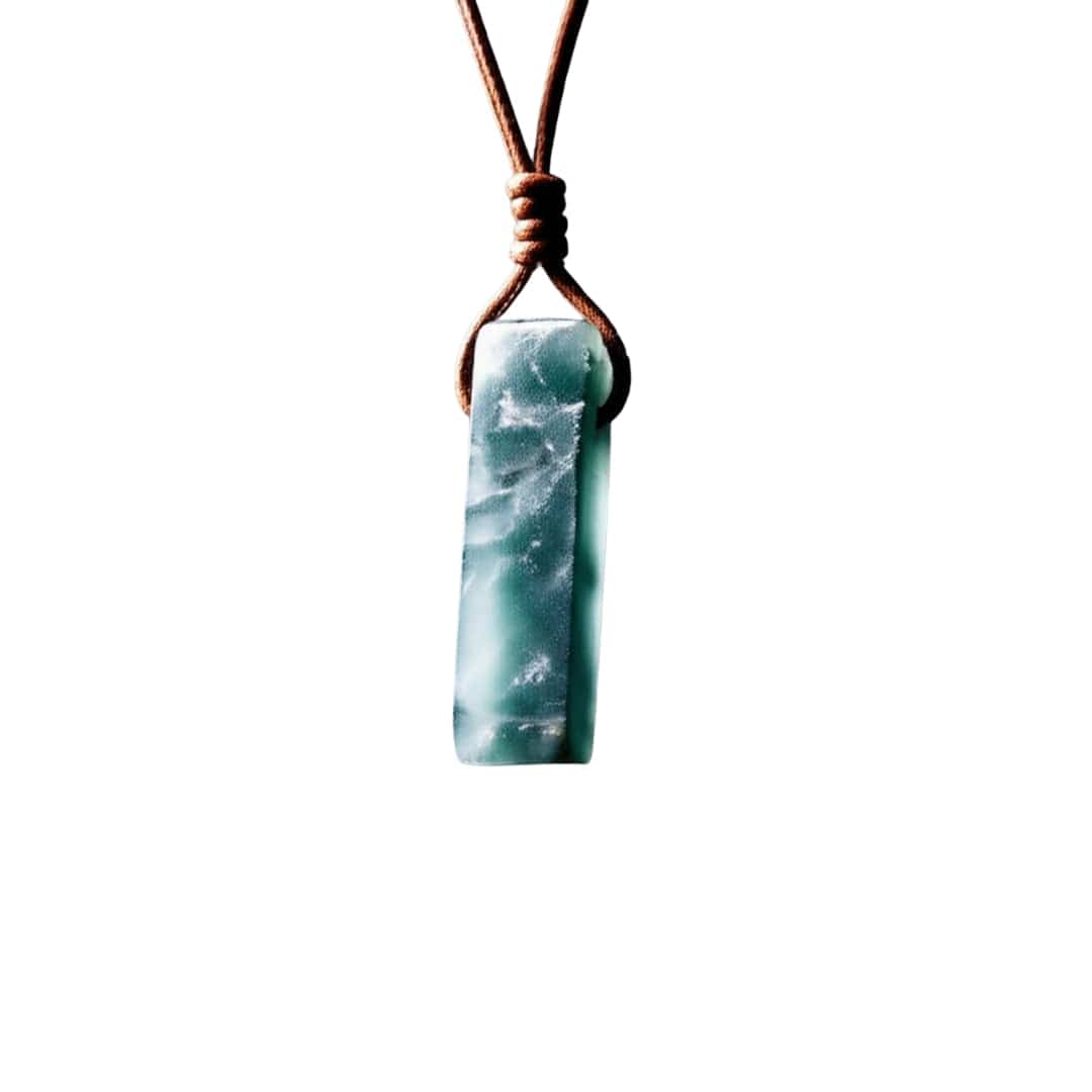 THE MEN THING Leather Necklace SERENITY MYSTIC STONE - Natural Crystal Pendant with Adjustable Pure Leather Cord Necklace for Men & Boys