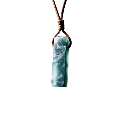 THE MEN THING Leather Necklace SERENITY MYSTIC STONE - Natural Crystal Pendant with Adjustable Pure Leather Cord Necklace for Men & Boys