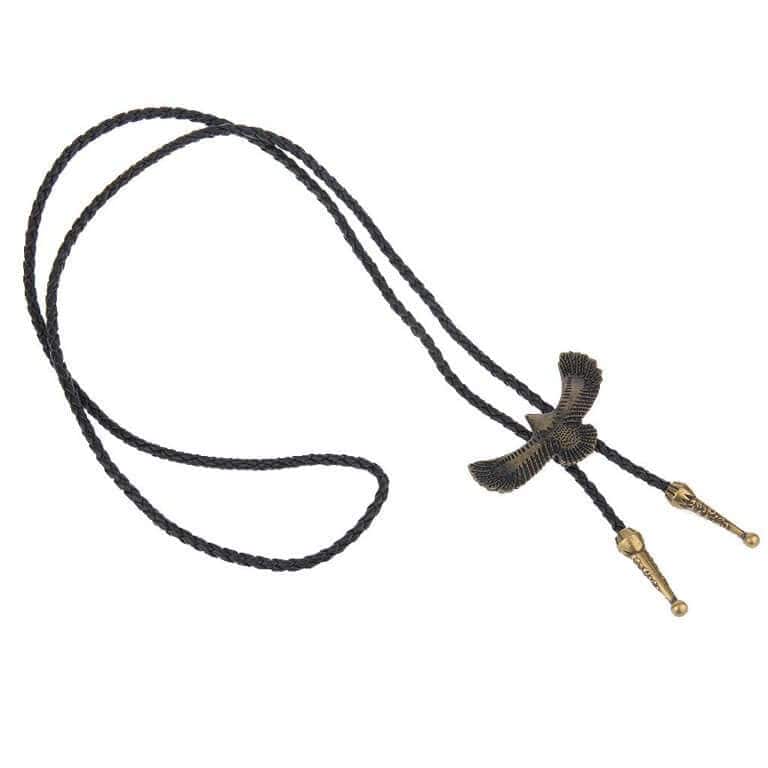 THE MEN THING Leather Necklace SOARING FALCON - Retro Alloy Pendant Bolo Tie | Adjustable Genuine Leather Cowboy Necktie Necklace for Men & Boys