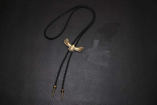 THE MEN THING Leather Necklace SOARING FALCON - Retro Alloy Pendant Bolo Tie | Adjustable Genuine Leather Cowboy Necktie Necklace for Men & Boys